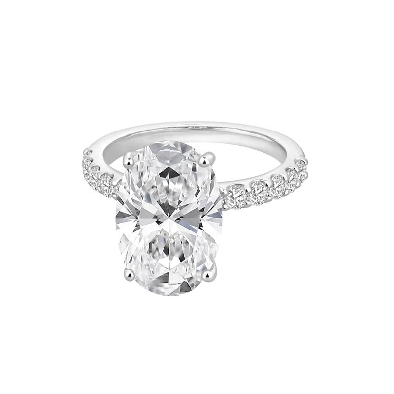 Lab Grown Diamond Oval Engagement Ring in 14K White Gold &#40;7 3/4 ct. tw.&#41; – Image 4 of 4