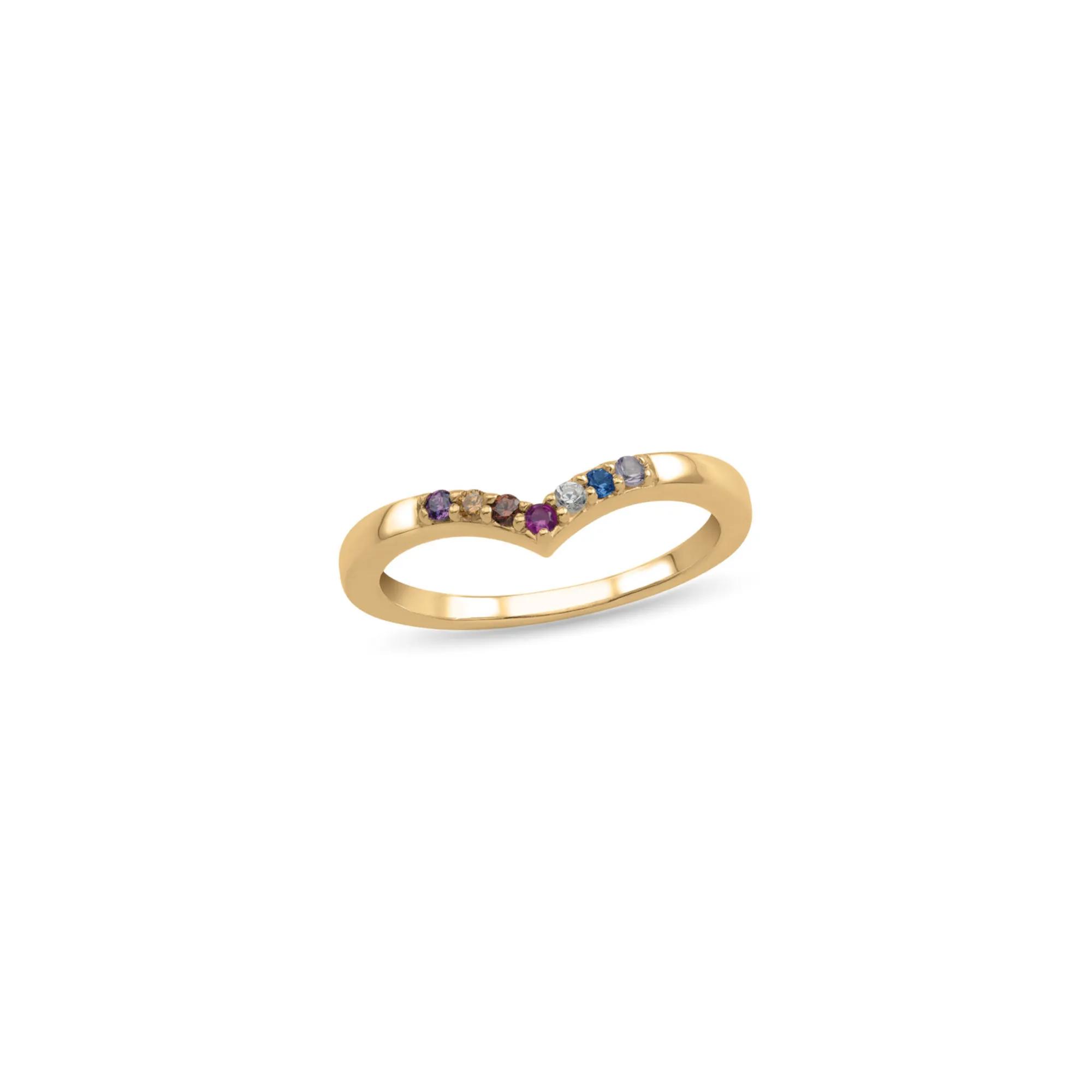 Personalized Chevron Gemstone Ring