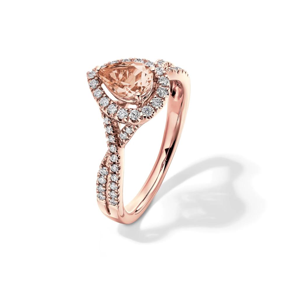 Pear-Shaped Morganite &amp; Diamond Ring in 10K Rose Gold (1/3 ct. tw.) – Image 4 of 4