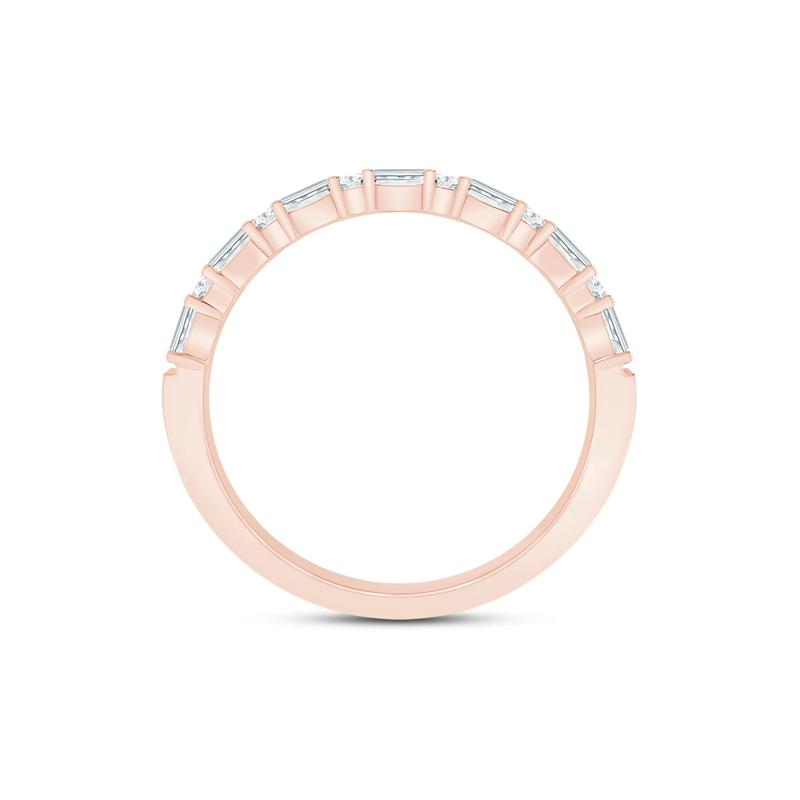 Lab Grown Diamond Baguette and Round Band in 10K Rose Gold &#40;1/4 ct. tw.&#41; – Image 2 of 3