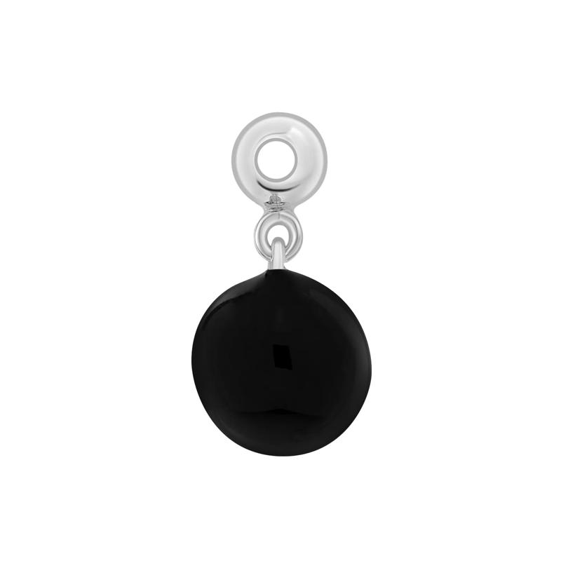 Black Enamel 8-Ball Bead Charm in Sterling Silver – Image 2 of 3