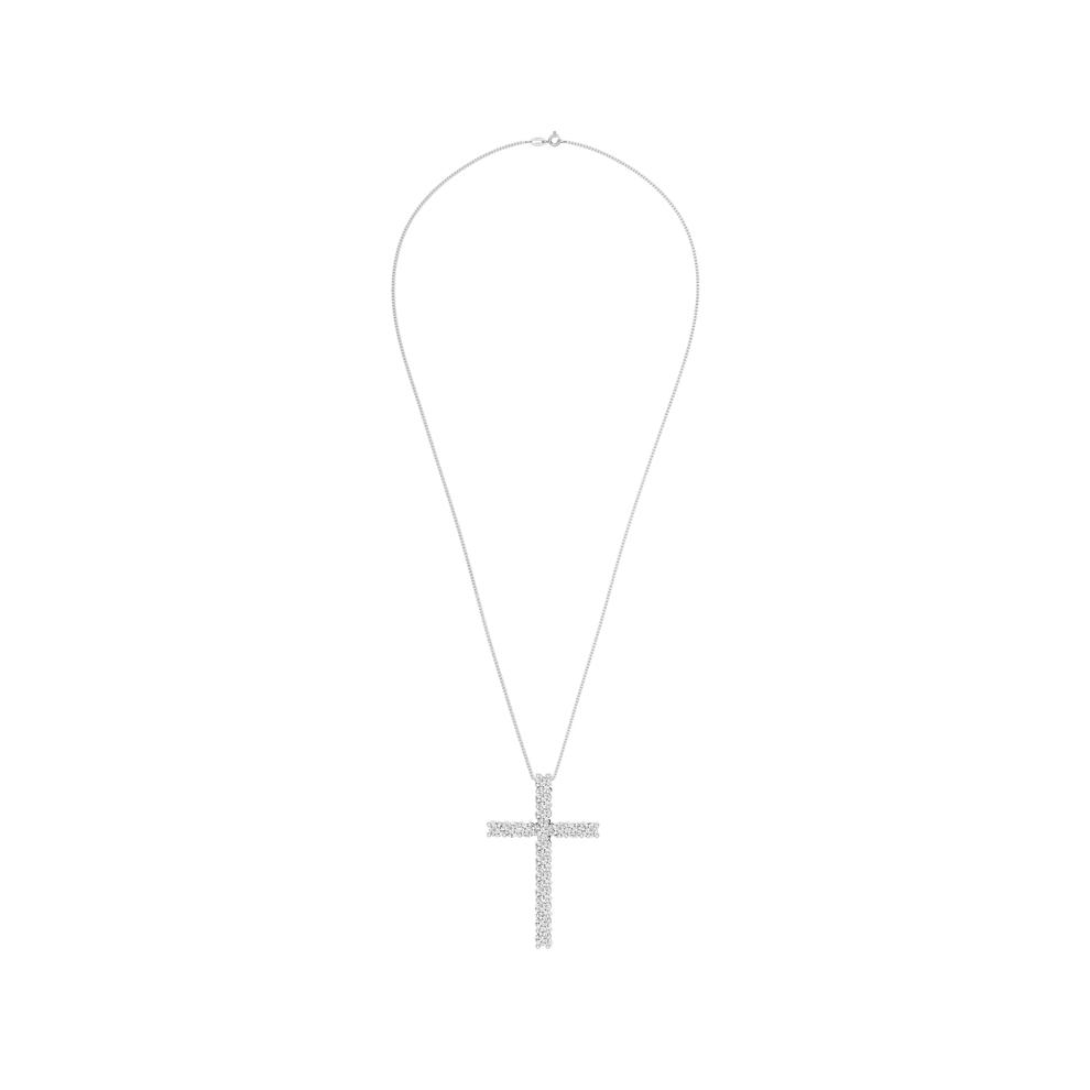Lab Grown Diamond Cross Necklace in 10K White Gold (1 ct. tw.) – Image 2 of 4