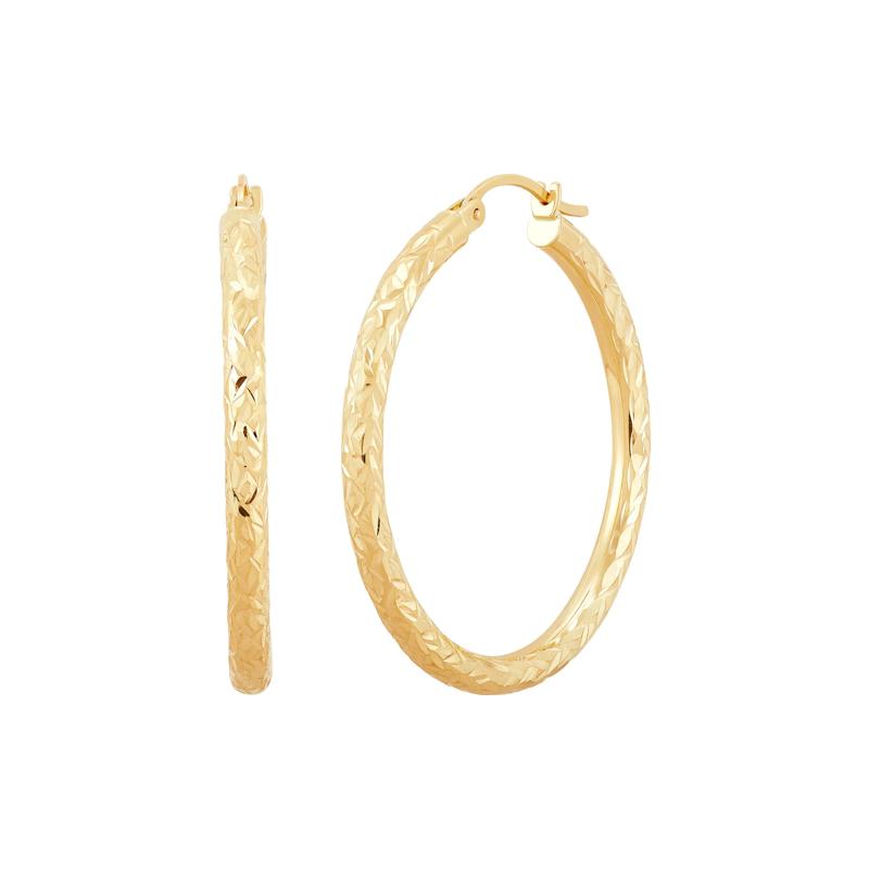 Diamond-Cut Hoop Earrings in 14K Yellow Gold, 44x50MM – Image 1 of 1