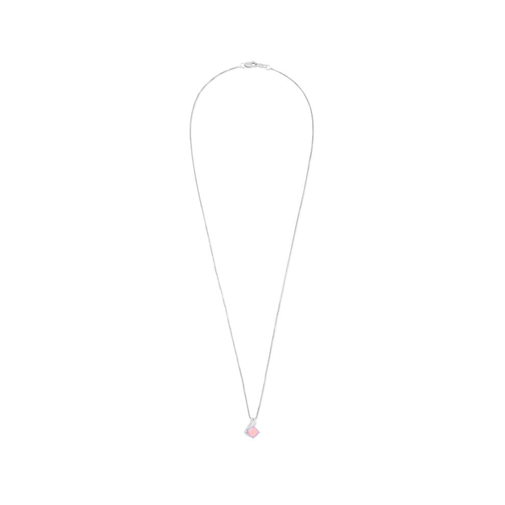 Lab-Created Opal &amp; Lab-Created White Sapphire Pendant Necklace in Sterling Silver – Image 3 of 4