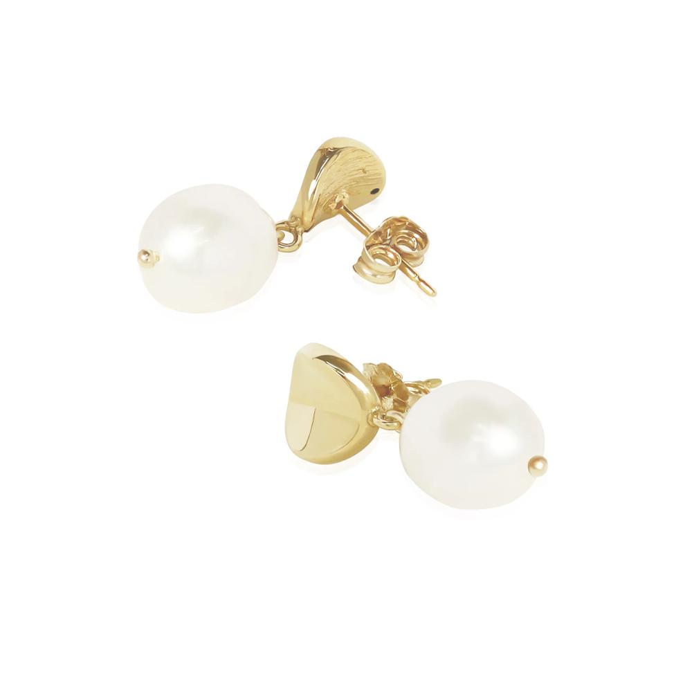 Freshwater Cultured Pearl Drop Earrings in 14K Yellow Gold – Image 2 of 2