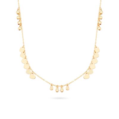 Beads & Heart Station Necklace in 10K Yellow Gold, 17.75"