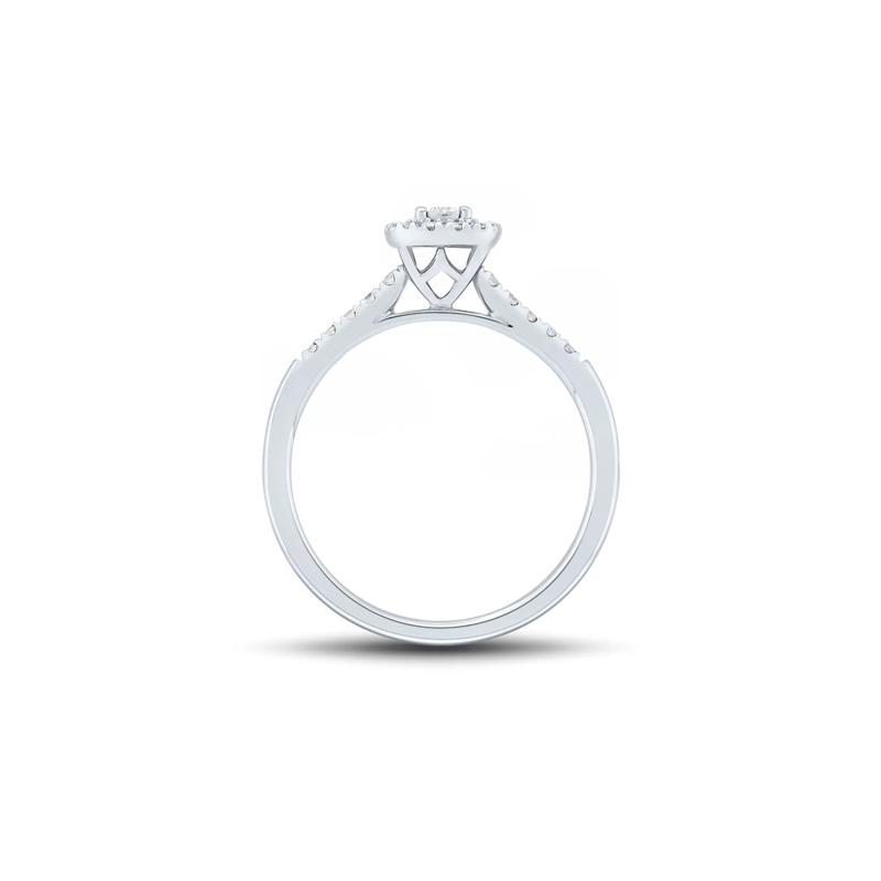 Round-Shaped Lab Grown Diamond Promise Ring with Halo in 10K White Gold &#40;1/4 ct. tw.&#41; – Image 2 of 3