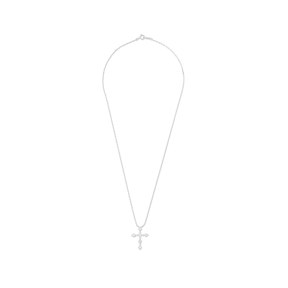Lab Grown Diamond Cross Pendant Necklace in 14K White Gold (1 ct. tw.) – Image 3 of 4