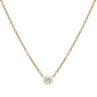 Diamond Round Solitaire Bezel-Set Pendant in 14K Yellow Gold  (1/10 ct. tw.)
