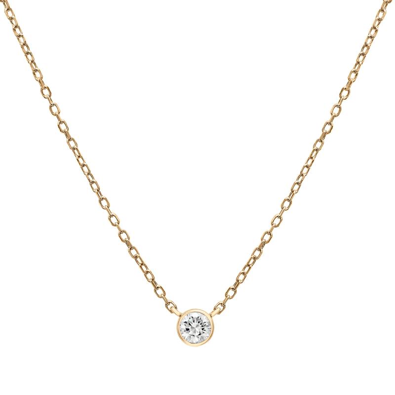 Diamond Round Solitaire Bezel-Set Pendant in 14K Yellow Gold  &#40;1/10 ct. tw.&#41; – Image 1 of 6