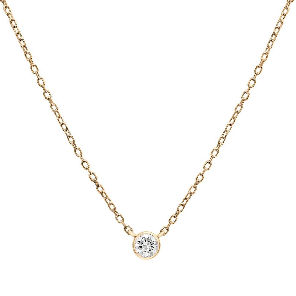 Diamond Round Solitaire Bezel-Set Pendant in 14K Yellow Gold  (1/10 ct. tw.) – Image 1 of 6