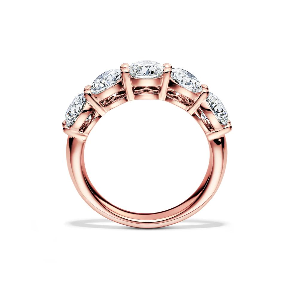 Lab Grown Diamond Five-Stone Round Anniversary Band in 14K Rose Gold (3 ct. tw.) – Image 2 of 4
