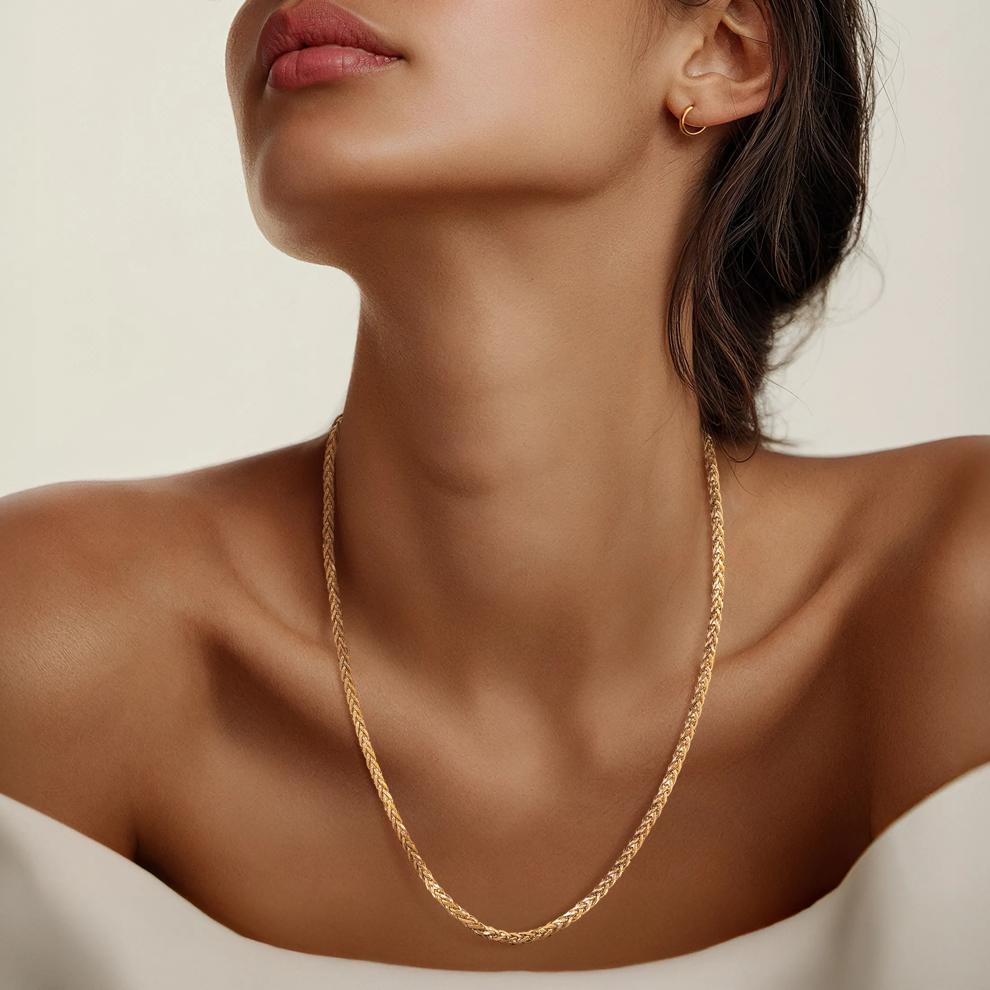 Wheat Chain in 14K Yellow Gold, 22"  – Image 4 of 4