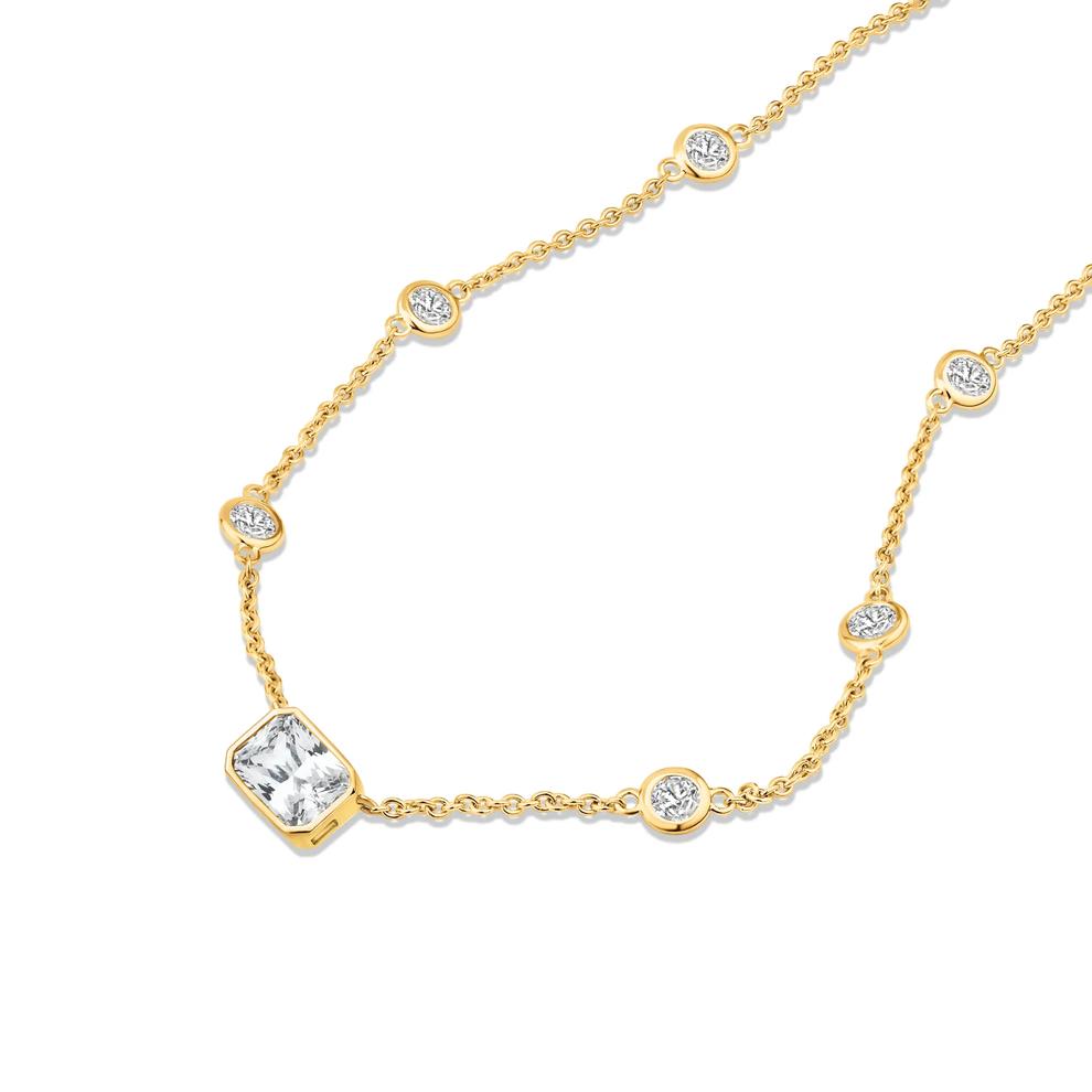 Lab Grown Diamond Elongated Radiant-Cut Center Station Necklace in 10K Yellow Gold (1 5/8 ct. tw.) – Image 3 of 3