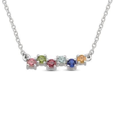 gemstone bar necklace with staggered stones (4-8 Stones) in 10K White Gold
