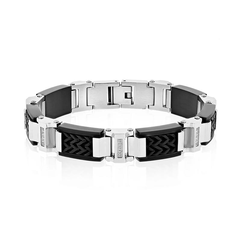 Men&#39;s 1/7 ct. tw. Diamond  Bracelet in Stainless Steel – Image 1 of 1