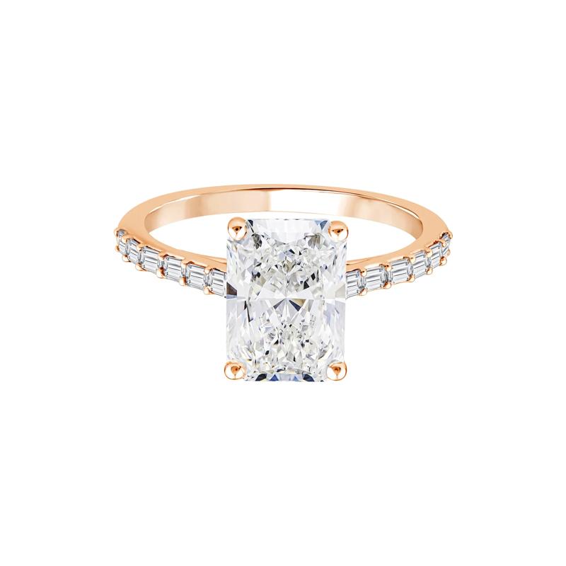 Lab Grown Radiant Diamond Engagement Ring in 14K Rose Gold (3 1/3 ct. tw.) – Image 1 of 3