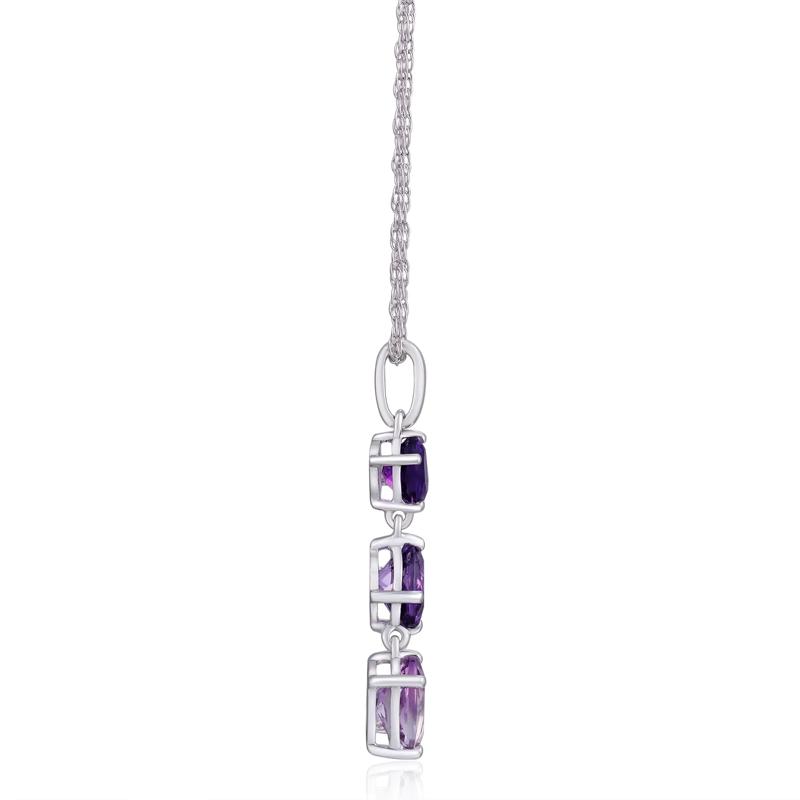 Rose de France and Amethyst Linear Necklace in Sterling Silver – Image 2 of 3