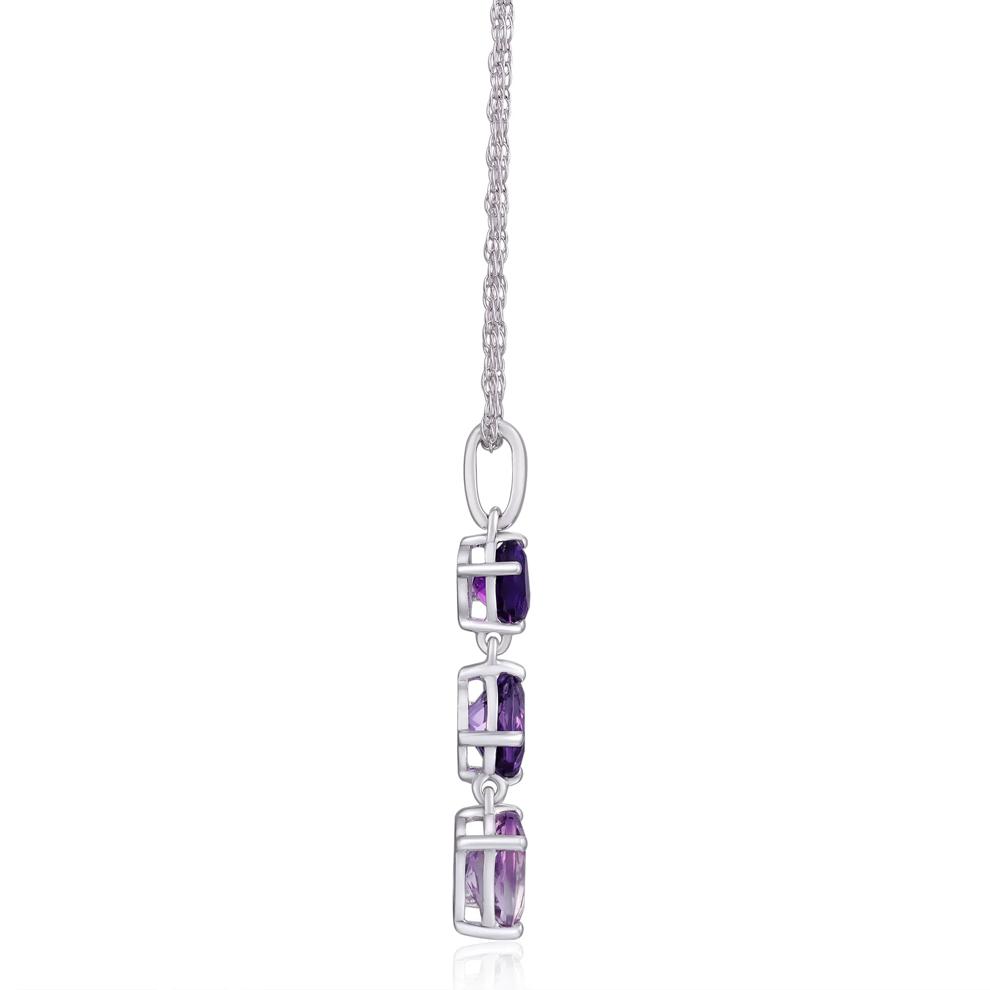 Rose de France and Amethyst Linear Necklace in Sterling Silver – Image 2 of 3