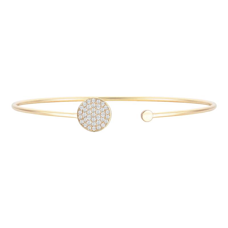 Diamond Flexible Circle Cuff Bangle Bracelet in 10K Yellow Gold &#40;3/8 ct. tw.&#41; – Image 1 of 1
