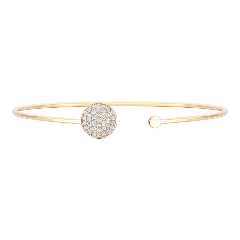 Diamond Flexible Circle Cuff Bangle Bracelet in 10K Yellow Gold (3/8 ct. tw.) – Image 1 of 1
