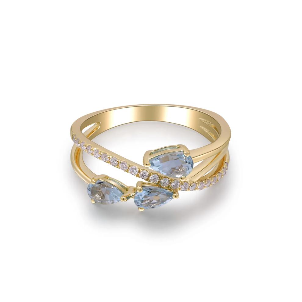 Aquamarine and Diamond Ring in 10K Yellow Gold (1/7 ct. tw.) – Image 5 of 5