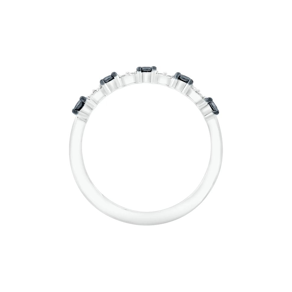 Stacking Ring with Black &amp; White Diamonds in 10K White Gold (1/4 ct. tw.) – Image 2 of 5