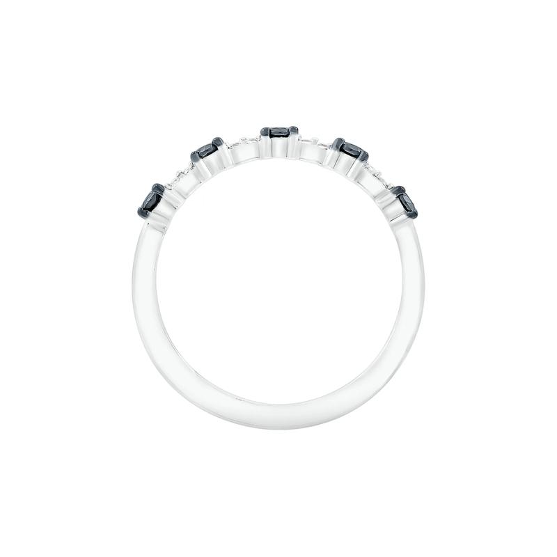 Stacking Ring with Black &amp; White Diamonds in 10K White Gold &#40;1/4CTW&#41; – Image 2 of 5