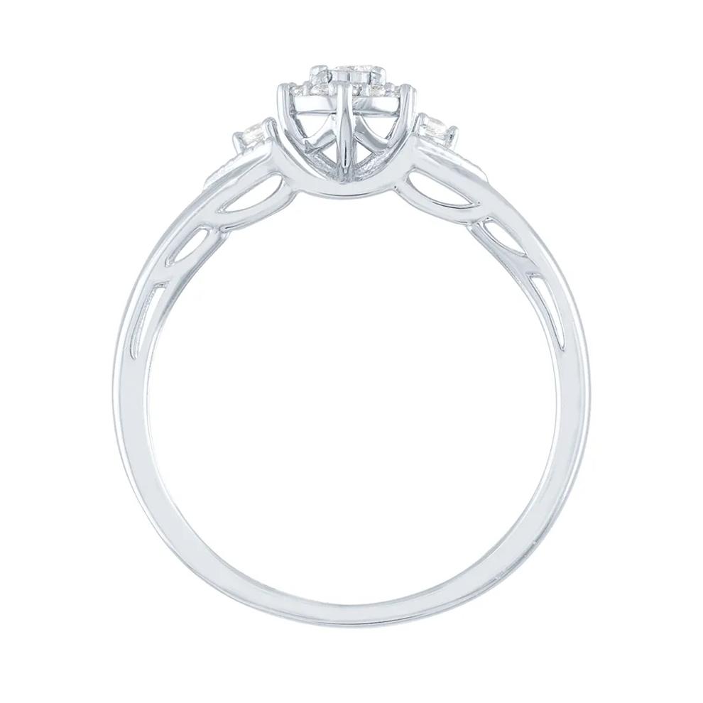 Diamond Halo Promise Ring with Side Stones in Sterling Silver (1/8 ct. tw.) – Image 2 of 3