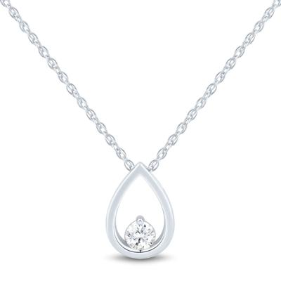 Lab Grown Diamond Open Drop Pendant in 10K White Gold (1/4 ct. tw.)