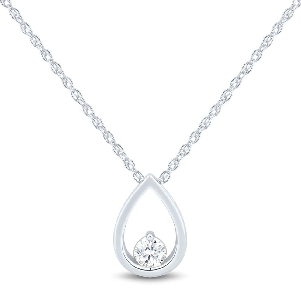 Lab Grown Diamond Open Drop Pendant in 10K White Gold (1/4 ct. tw.) – Image 1 of 3
