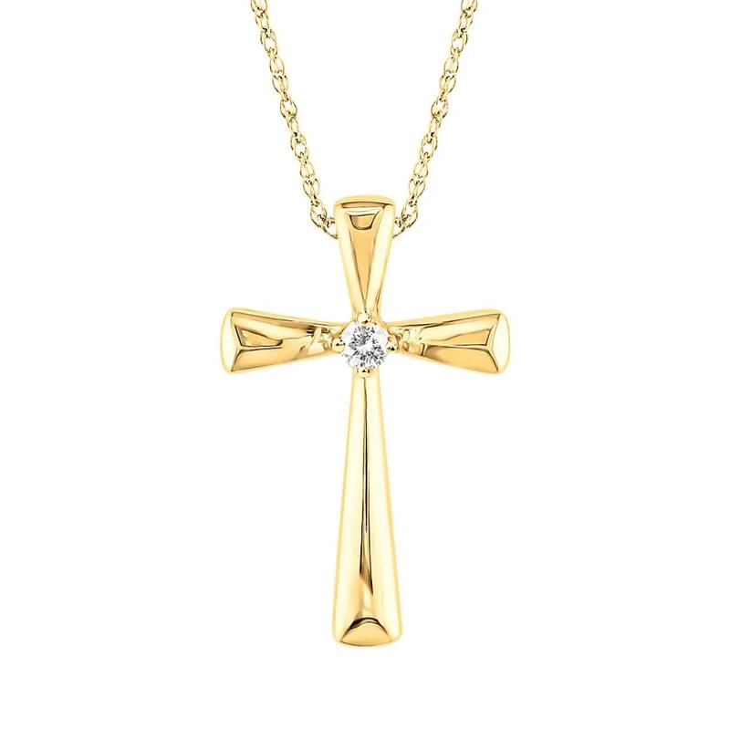Diamond Cross Pendant in 10K Yellow Gold – Image 1 of 2
