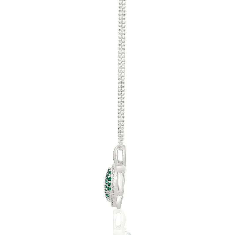 Lab-Created Emerald and Diamond Accent Turtle Pendant in Sterling Silver – Image 2 of 3