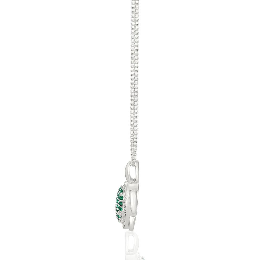 Lab-Created Emerald and Diamond Accent Turtle Pendant in Sterling Silver – Image 2 of 3