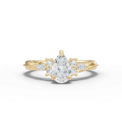 Diamond Pear-Shaped Center Engagement Ring in 14K Yellow Gold (5/8 ct. tw.)