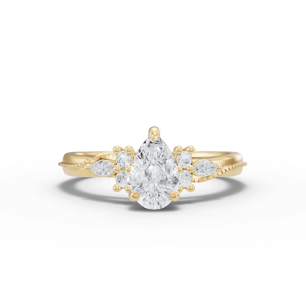 Diamond Pear-Shaped Center Engagement Ring in 14K Yellow Gold (5/8 ct. tw.) – Image 1 of 4