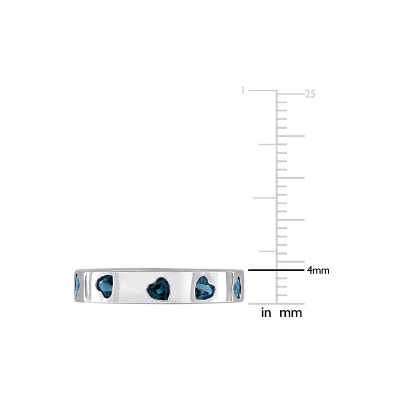 Heart-Shaped London Blue Topaz Eternity Band in Sterling Silver – Image 7 of 7