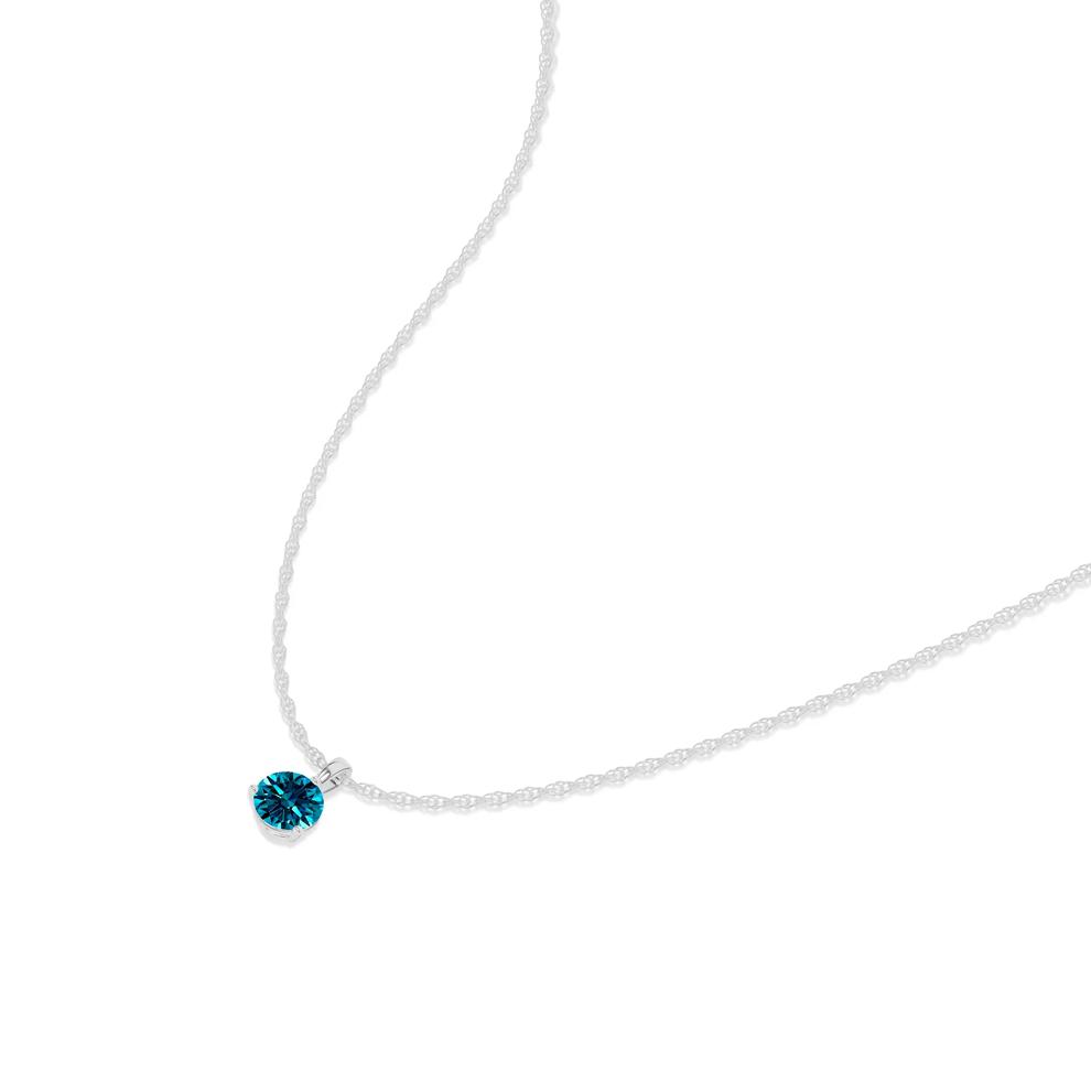 Blue Lab Grown Diamond Round Pendant Necklace in 10K White Gold (1 1/3 ct. tw.) – Image 4 of 4