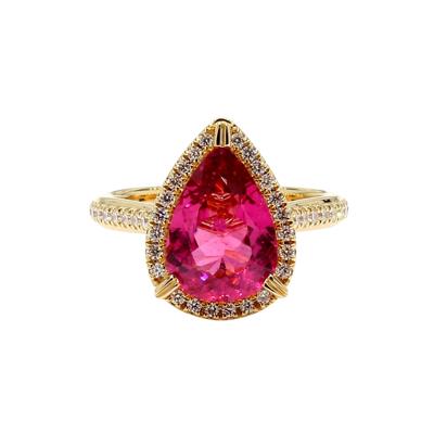 Pink Spinel and Diamond Halo Ring in 18K Yellow Gold (1/3 ct. tw.)
