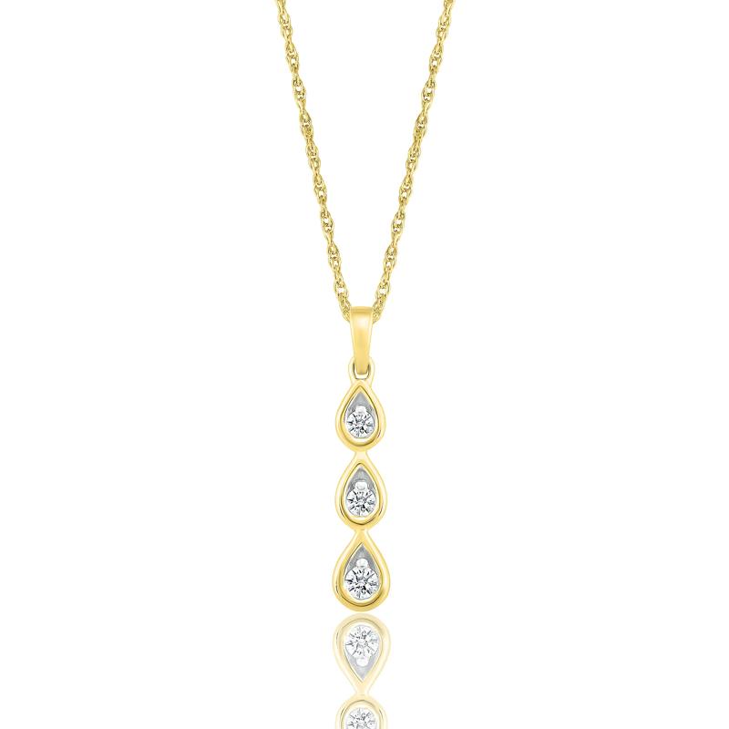 Diamond Drop Pendant in 10K Yellow Gold (1/7 ct. tw.) – Image 1 of 3