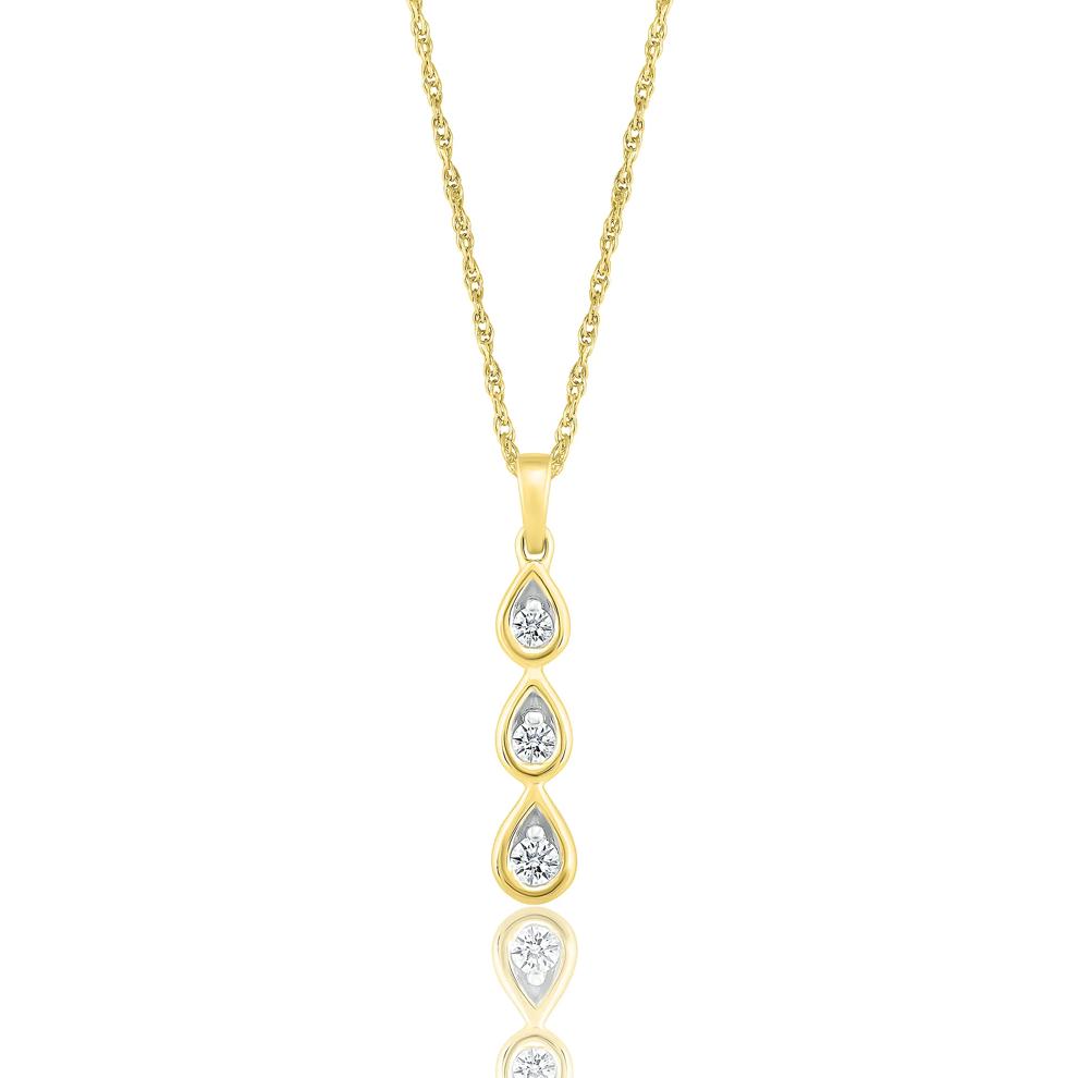 Diamond Drop Pendant in 10K Yellow Gold (1/7 ct. tw.) – Image 1 of 3