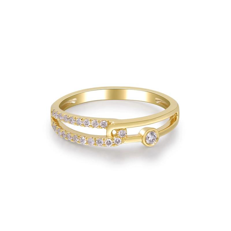 Diamond Interlocking Ring in 10K Yellow Gold &#40;1/5 ct. tw.&#41; – Image 2 of 5
