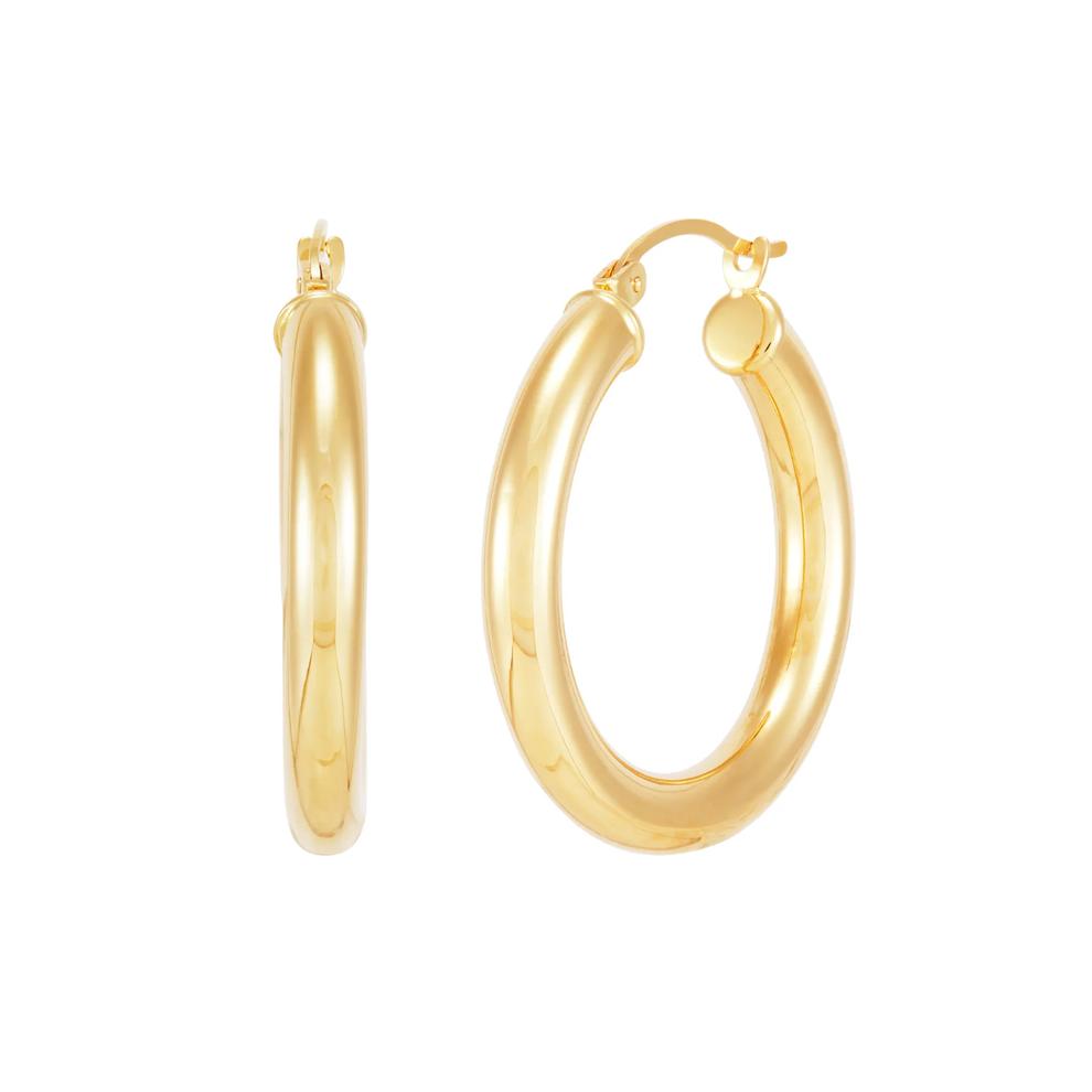 Polished Hoop Earrings in 14K Yellow Gold, 30mm – Image 1 of 2