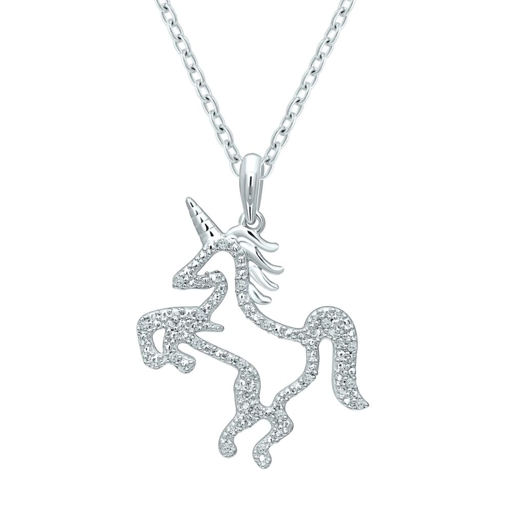 Diamond Accent Unicorn Pendant in Sterling Silver – Image 1 of 3