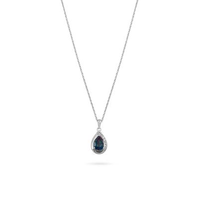 Lab-Created Alexandrite & Lab-Created White Sapphire Pear-Shaped Pendant in Sterling Silver