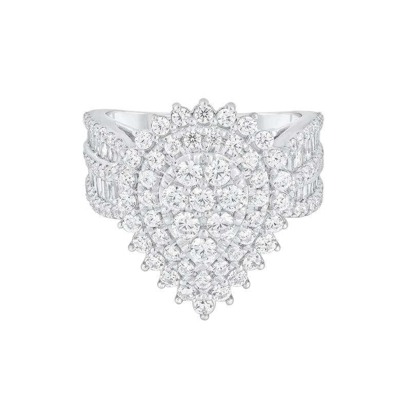 Round and Baguette Diamond Engagement Ring in 14K White Gold &#40;2 ct. tw.&#41; – Image 1 of 3