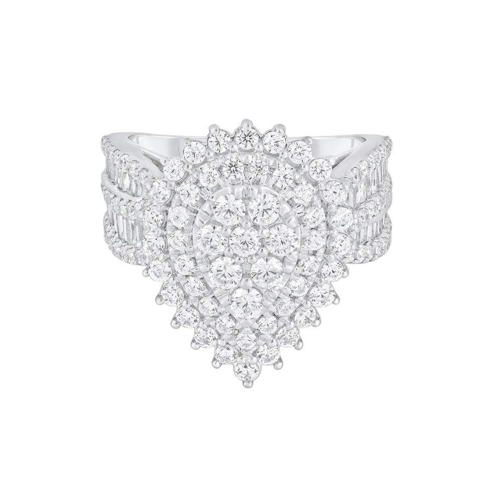 Round and Baguette Diamond Engagement Ring in 14K White Gold (2 ct. tw.) – Image 1 of 3