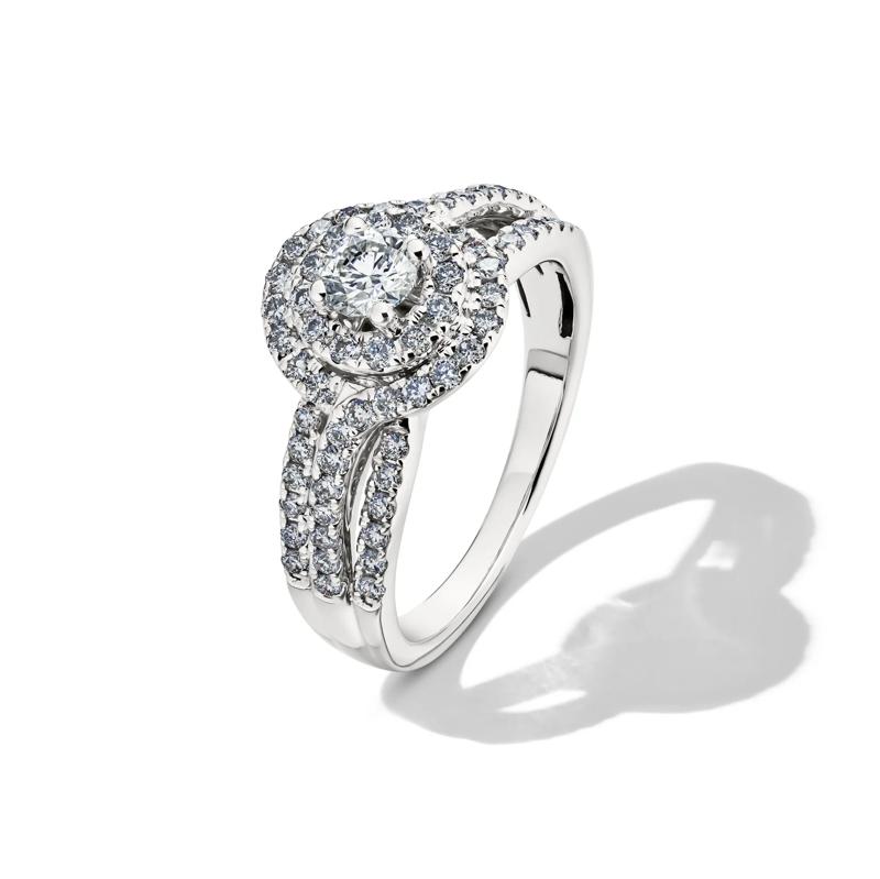 Diamond Double Halo Engagement Ring in 14K White Gold &#40;1 ct. tw.&#41; – Image 4 of 5