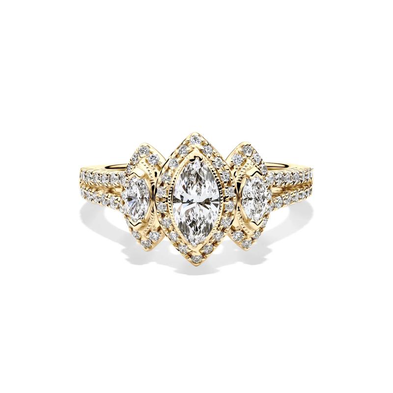 Lab Grown Diamond Marquise Engagement Ring in 10K Yellow Gold &#40;1 ct. tw.&#41; – Image 1 of 4