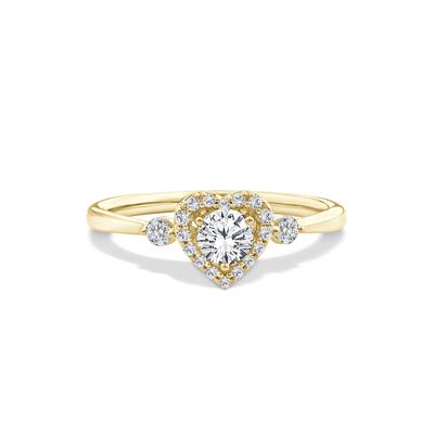 Lab Grown Diamond Heart Halo Promise Ring in 10K Yellow Gold (1/2 ct. tw.)